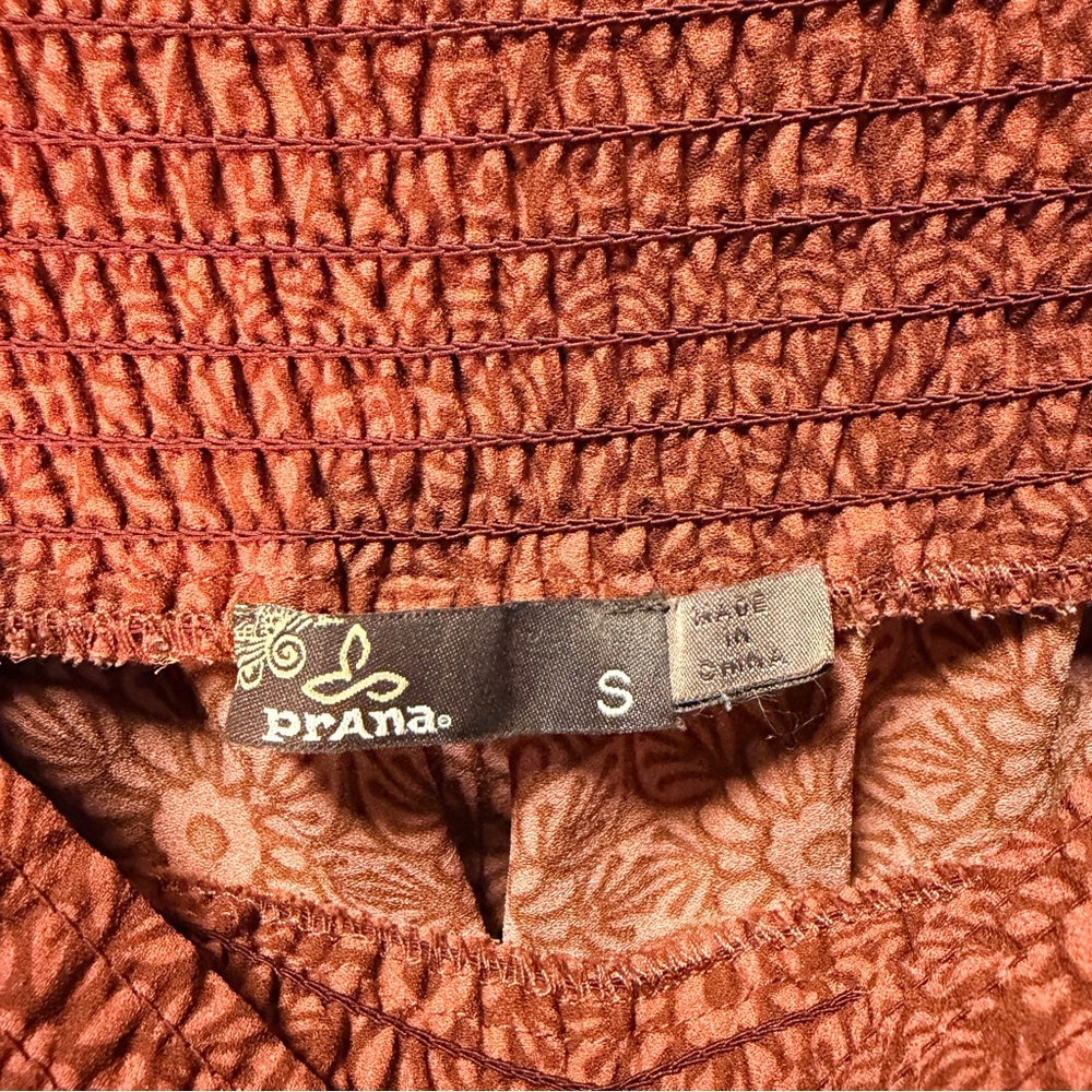 prAna Rust Boho Wide-Leg Floral Pants S – Lightweight Travel & Yoga Style - Picture 2 of 6